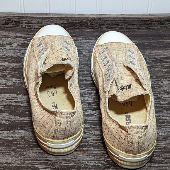 Converse Women's Classic All Star Cream Plaid Laceless Pull On Sneaker Size 8 - Picture 4 of 6
